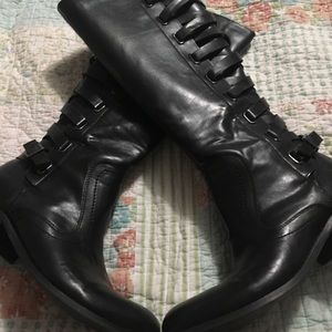 Black laced boots by Carlos Santana. EUC